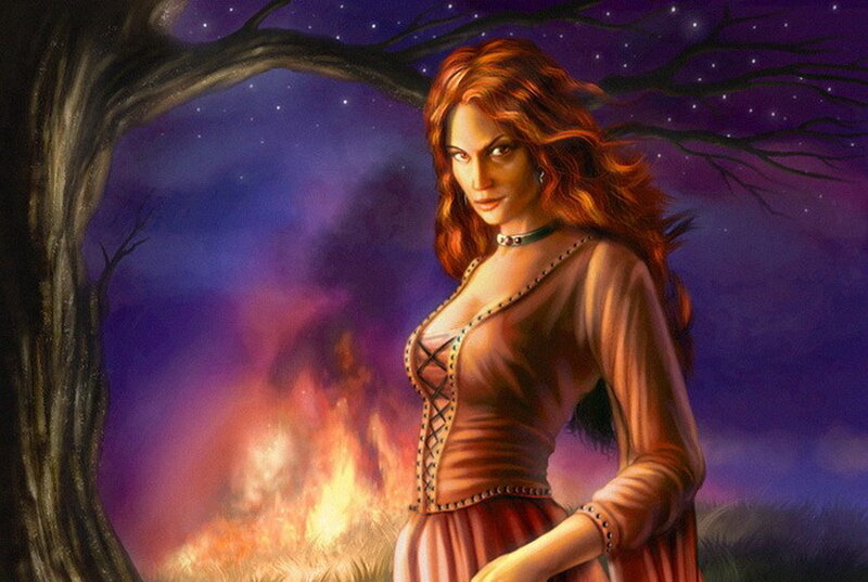 Woman with Red Hair — Purple, Dramatic, Night