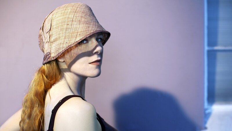 Woman with Red Hair — Purple, Dramatic, Photograph, Hat