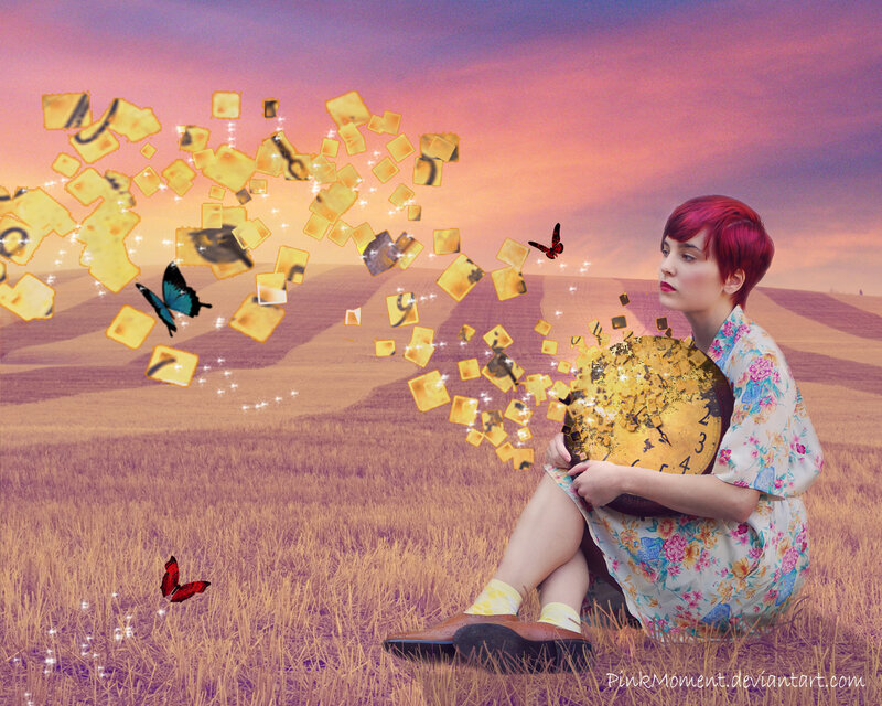 Woman with Red Hair — Purple, Dreamy, Sunset