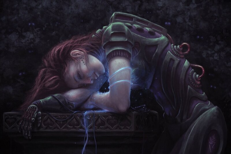 Woman with Red Hair — Purple, Melancholic