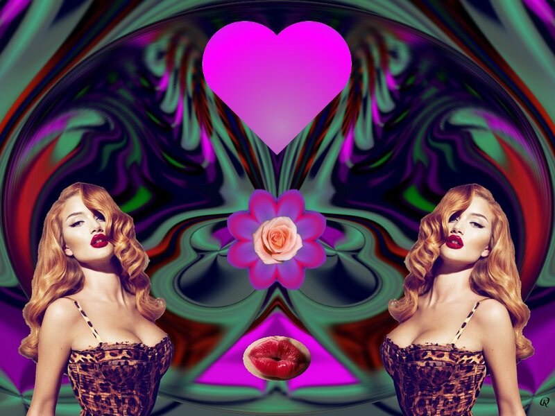 Woman with Red Hair — Purple, Vibrant, Surreal