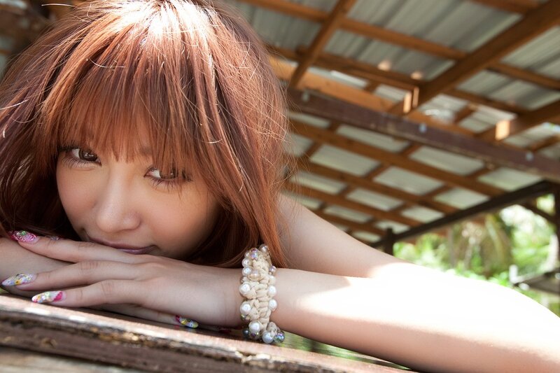 woman with red hair resting