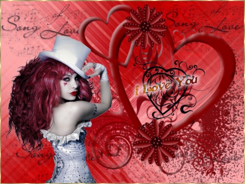 Woman with Red Hair — Romantic, Digital Art, Top Hat