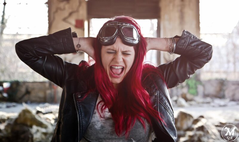 woman with red hair screaming