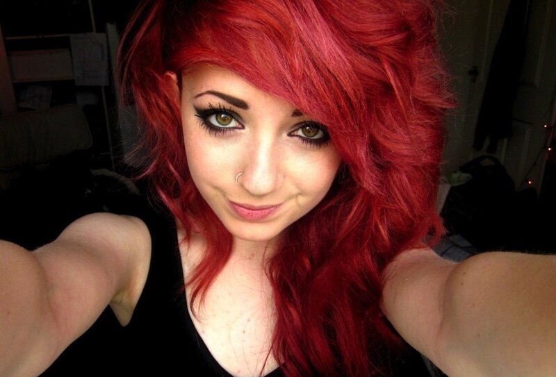 woman with red hair selfie
