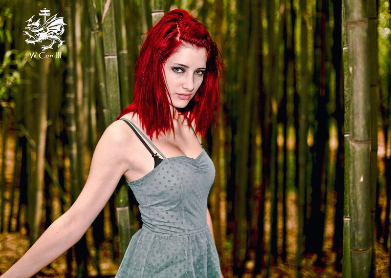 Woman with Red Hair — Serene, Afternoon, Photograph, Bamboo Forest