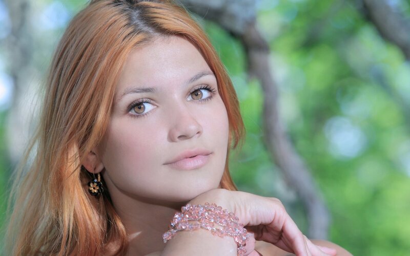 Woman with Red Hair — Serene, Afternoon, Photograph, Earring