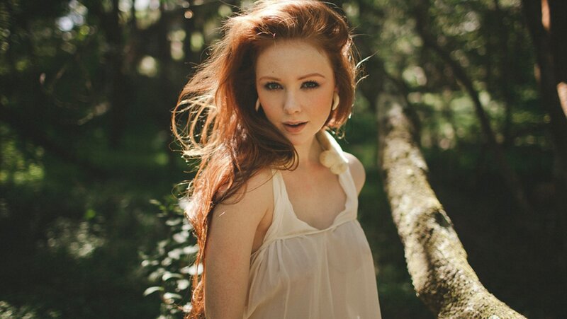 Woman with Red Hair — Serene, Afternoon, Photograph, Forest, Tree
