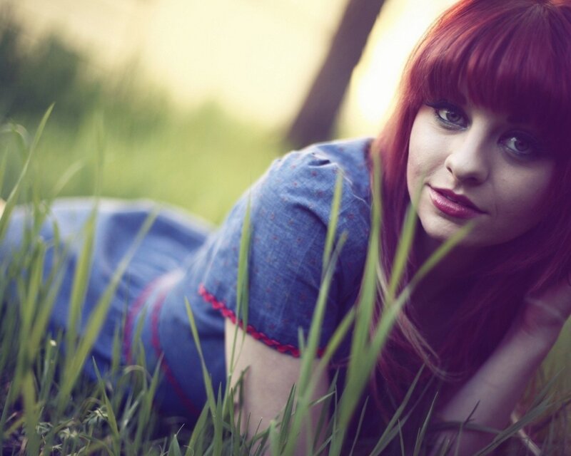 Woman with Red Hair — Serene, Afternoon, Photograph, Grass, Dress