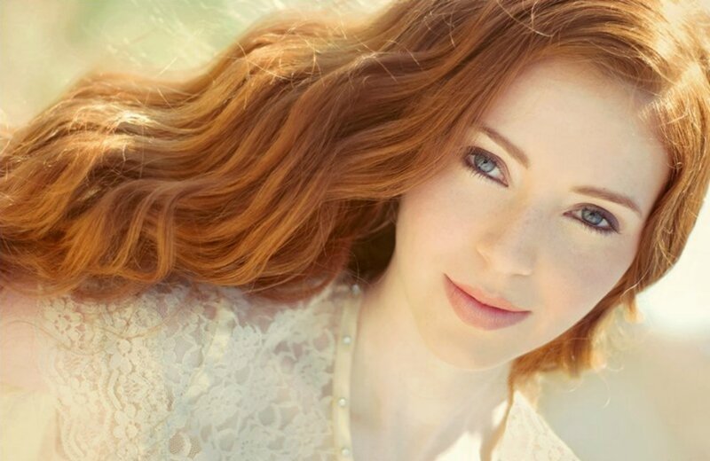 Woman with Red Hair — Serene, Afternoon, Photograph, Lace Dress