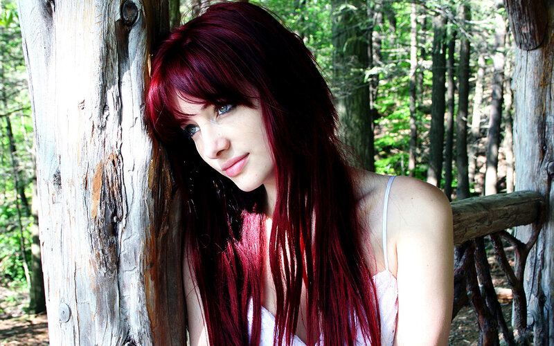 Woman with Red Hair — Serene, Afternoon, Photograph, Tree