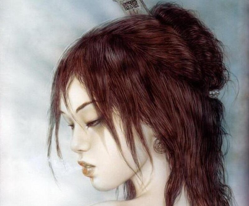 Woman with Red Hair — Serene, Digital Art, Earring, Blade
