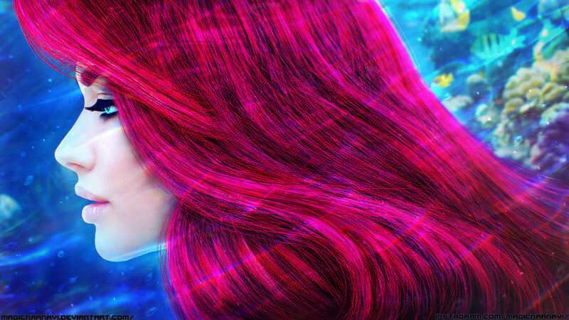 Woman with Red Hair — Serene, Digital Art, Underwater