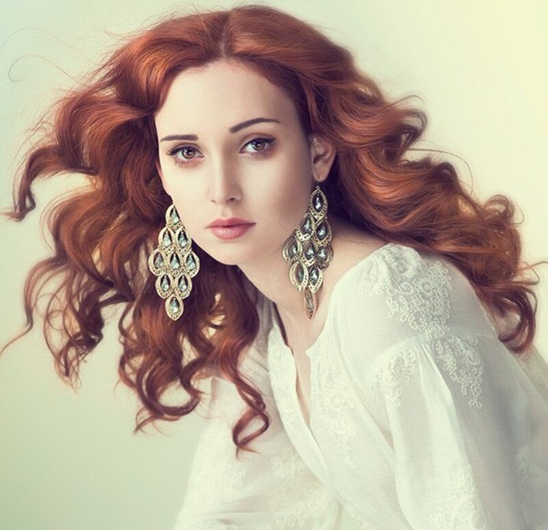 Woman with Red Hair — Serene, Photograph, Earrings