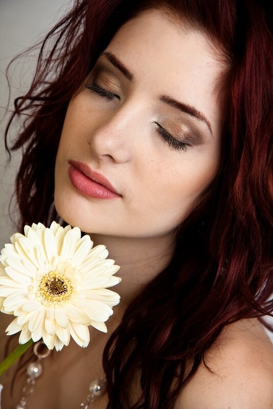 Woman with Red Hair — Serene, Photograph, Flower