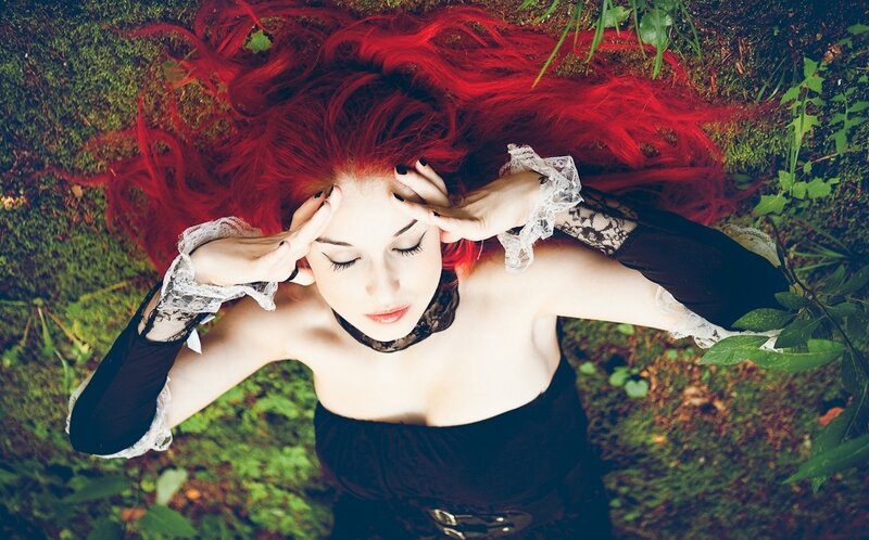 Woman with Red Hair — Serene, Photograph, Moss