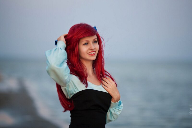 Woman with Red Hair — Serene, Photograph, Ocean