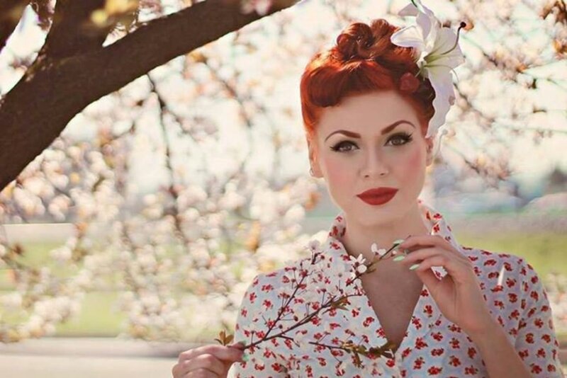 Woman with Red Hair — Serene, Spring, Photograph, Flower