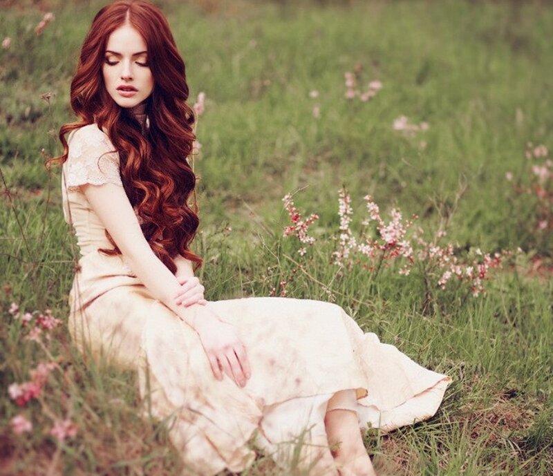 Woman with Red Hair — Serene, Spring, Photograph, Grass