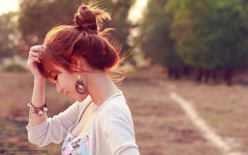Woman with Red Hair — Serene, Sunset, Photograph, Earrings, Bracelet