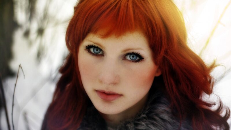 Woman with Red Hair — Serene, Winter, Photograph