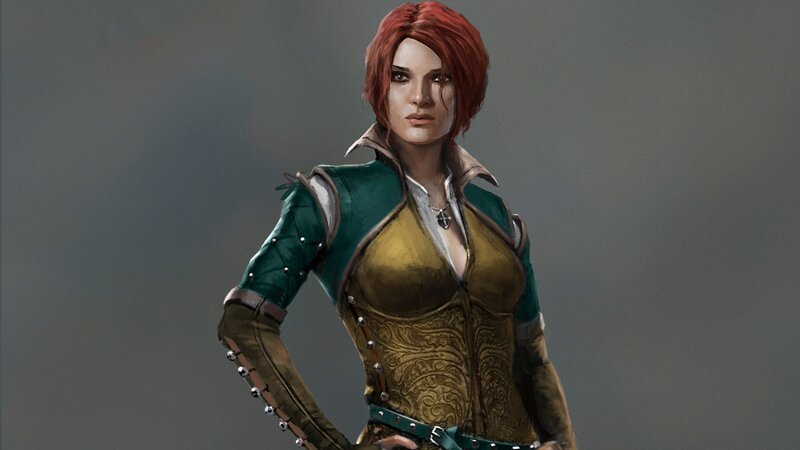 Woman with Red Hair — Serious, Digital Art, Corset