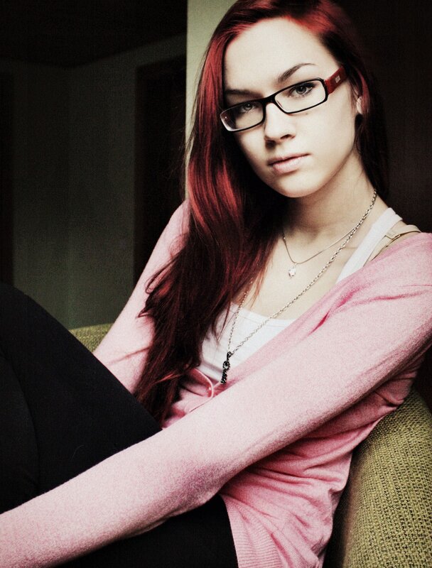 Woman with Red Hair — Serious, Photograph, Glasses