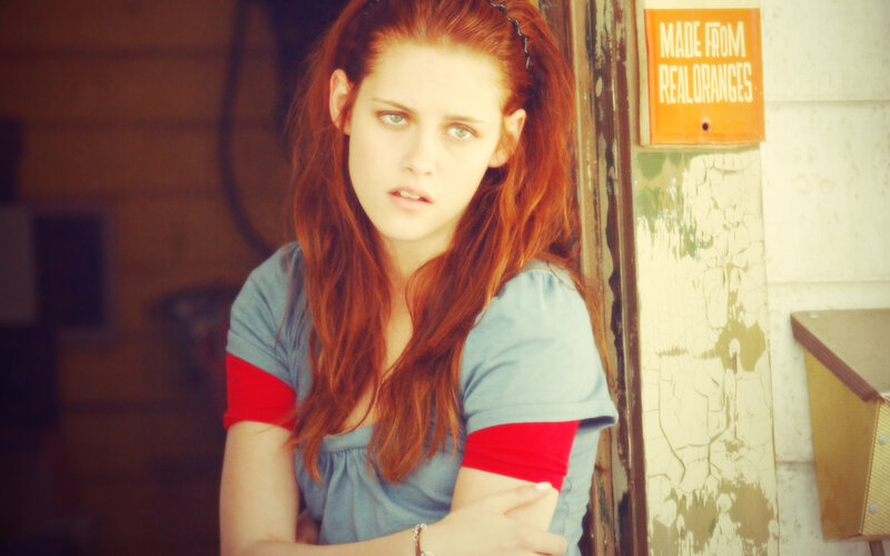 Woman with Red Hair — Serious, Photograph, Sign