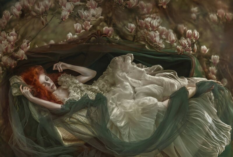 Woman with Red Hair Sleeping — White
