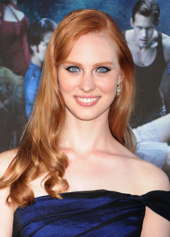 Woman with Red Hair — Smiling, Photograph, Blue Dress
