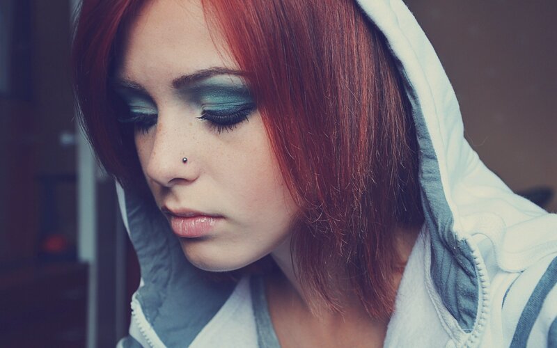Woman with Red Hair — Somber, Photograph