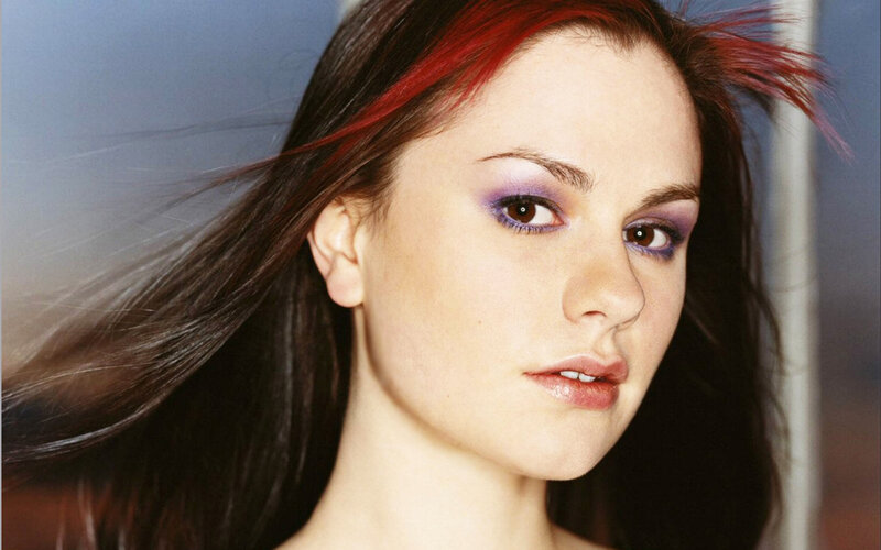woman with red hair streak