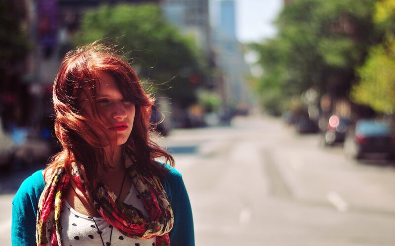 Woman with Red Hair — Sunlit, Afternoon, Photograph
