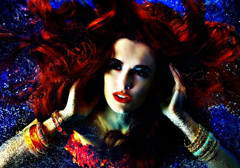 Woman with Red Hair Underwater — Dramatic