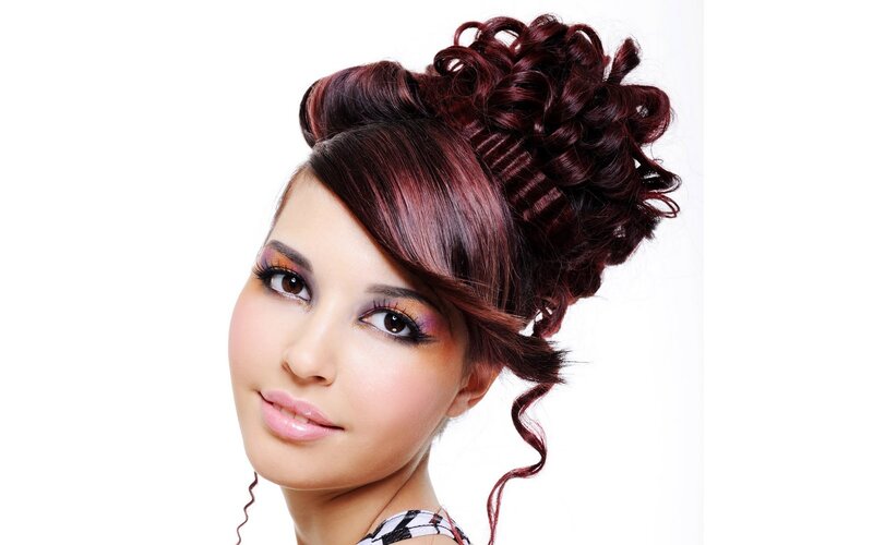 woman with red hair updo