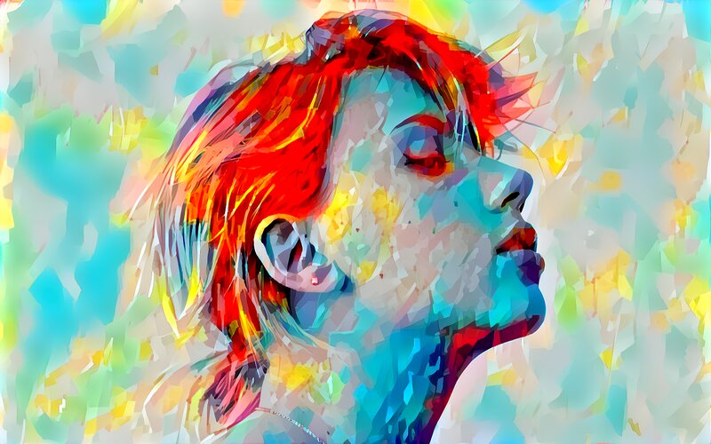 Woman with Red Hair — Vibrant, Digital Art, Earring