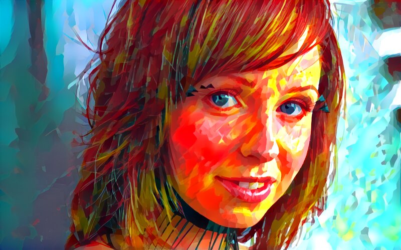 Woman with Red Hair — Vibrant, Digital Art, Eyes