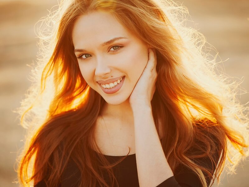 Woman with Red Hair — Warm, Sunset