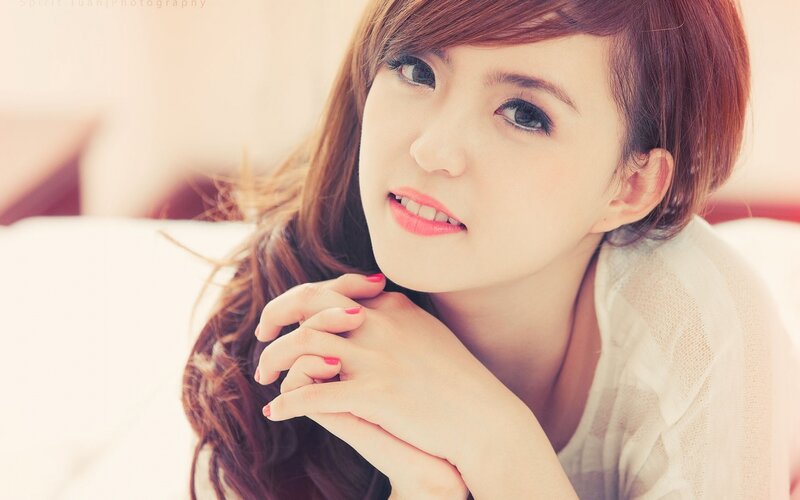 Woman with Red Hair — White, Calm, Photograph, Hands