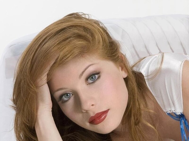 Woman with Red Hair — White, Calm, Photograph, Pillow