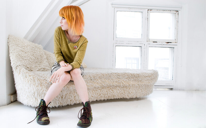 Woman with Red Hair — White, Calm, Photograph