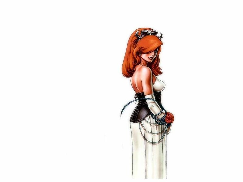Woman with Red Hair — White, Dramatic, Comic