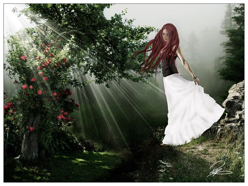 Woman with Red Hair — White, Dramatic, Morning