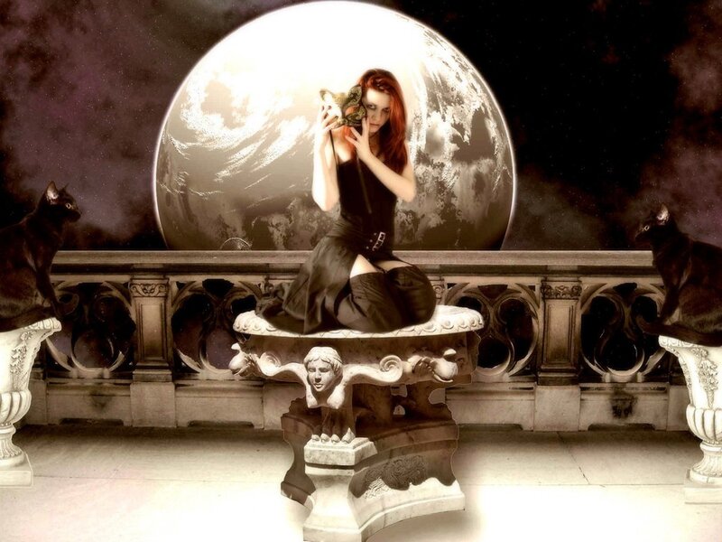Woman with Red Hair — White, Dramatic, Night