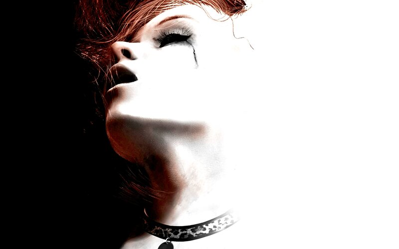 Woman with Red Hair — White, Dramatic, Photograph, Choker