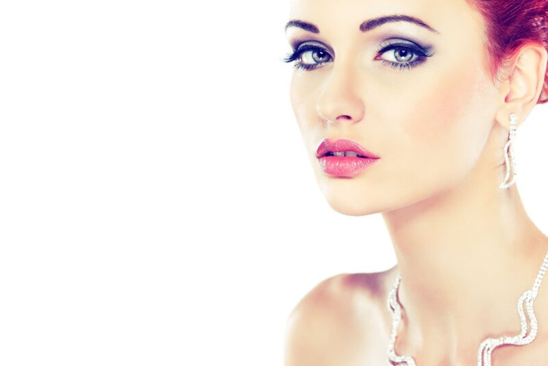 Woman with Red Hair — White, Dramatic, Photograph, Earrings