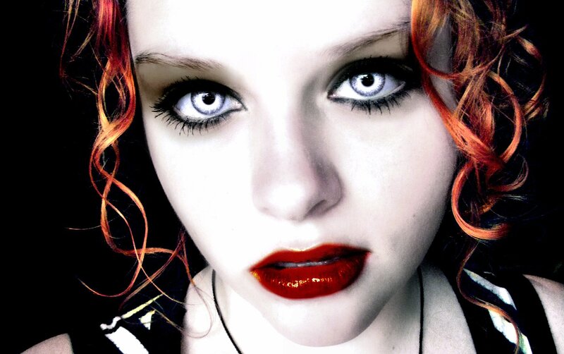 Woman with Red Hair — White, Dramatic