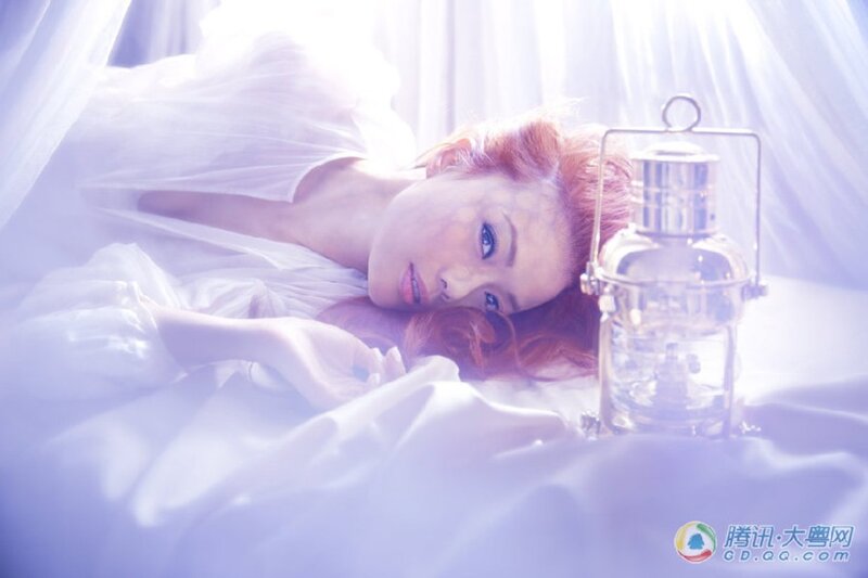 Woman with Red Hair — White, Dreamy, Photograph, Lantern