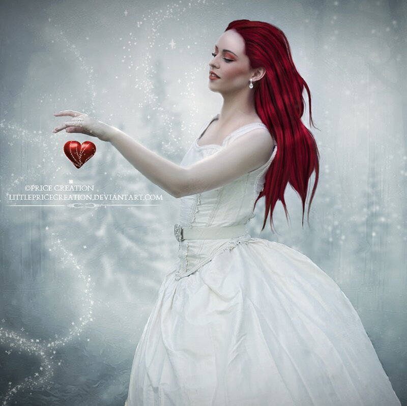 Woman with Red Hair — White, Ethereal, Digital Art