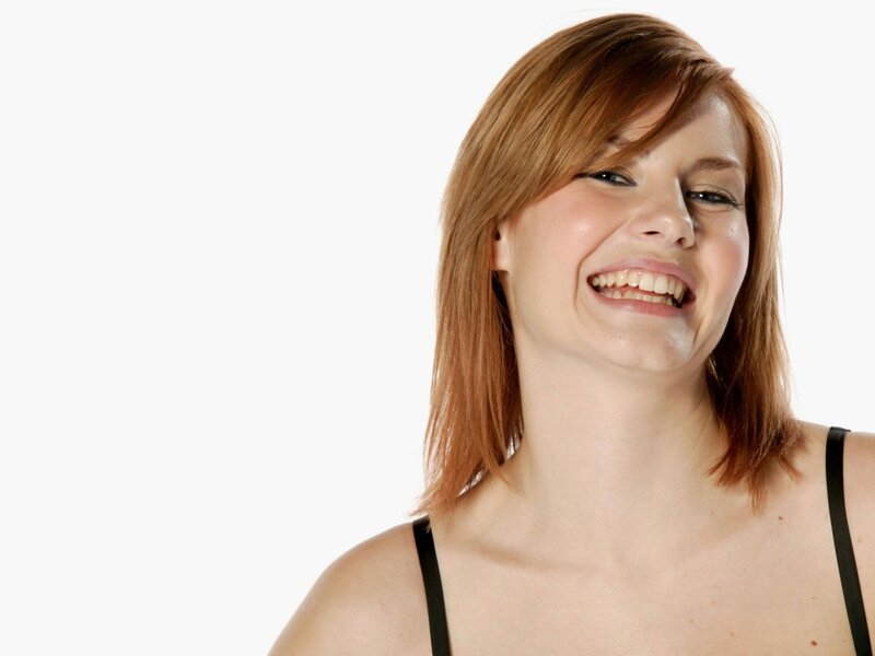 Woman with Red Hair — White, Happy, Photograph, Black Top